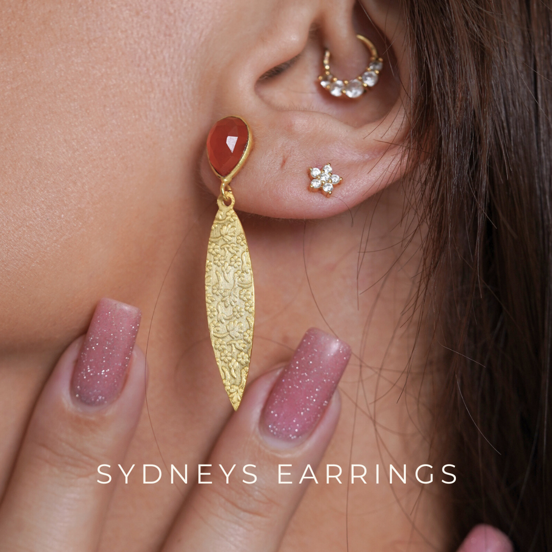 Sydney's Earrings  | 18K Gold plated with cherry stones