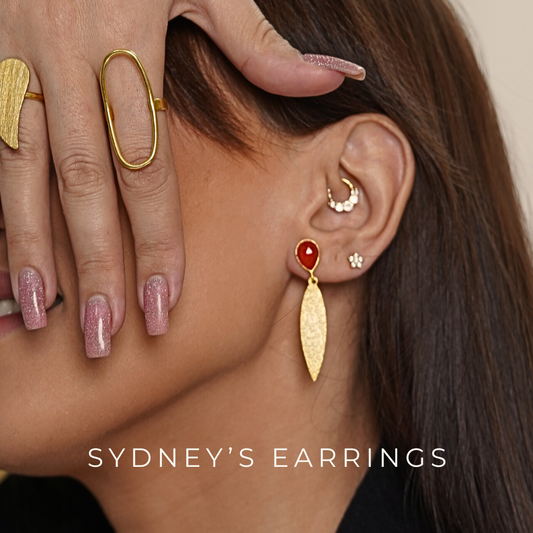 Sydney's Earrings  | 18K Gold plated with cherry stones