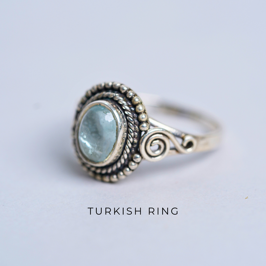 Turkish Ring |   Sterling Silver with Green Stone