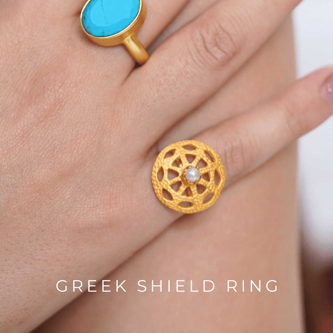 Greek Shield Ring | 18K Gold Plated Ring