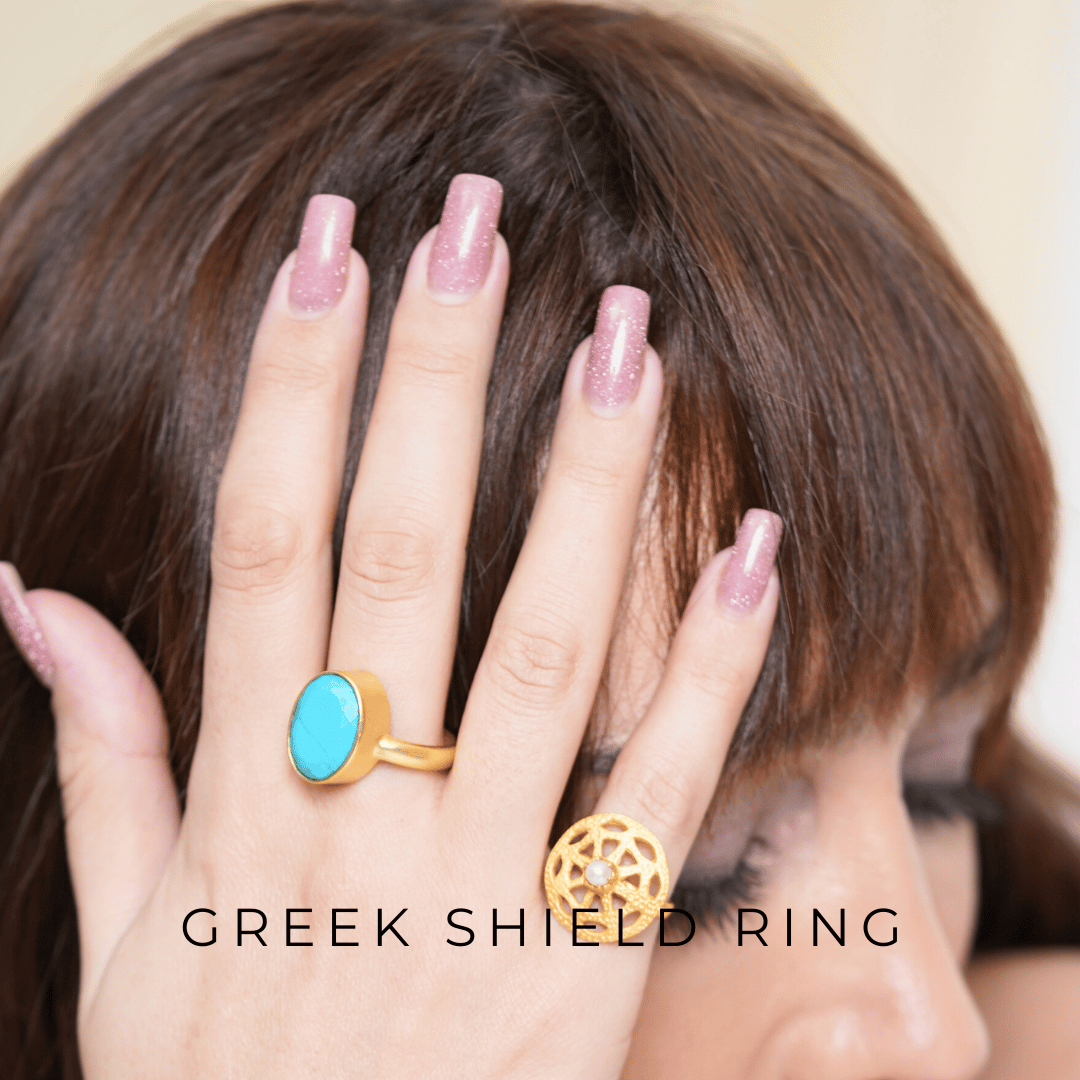 Greek Shield Ring | 18K Gold Plated Ring