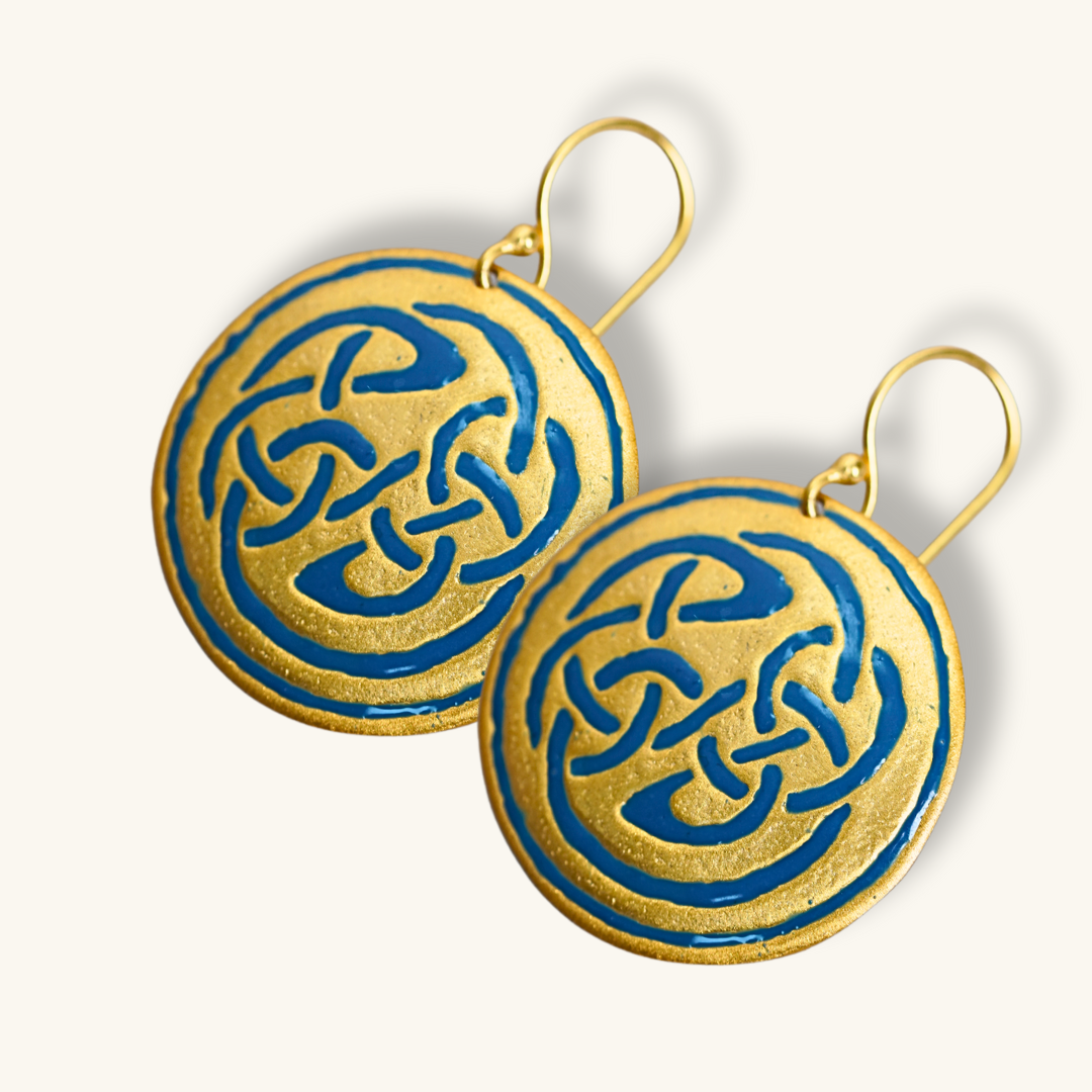 Scottish Winter| 18K Gold plated shield earrings