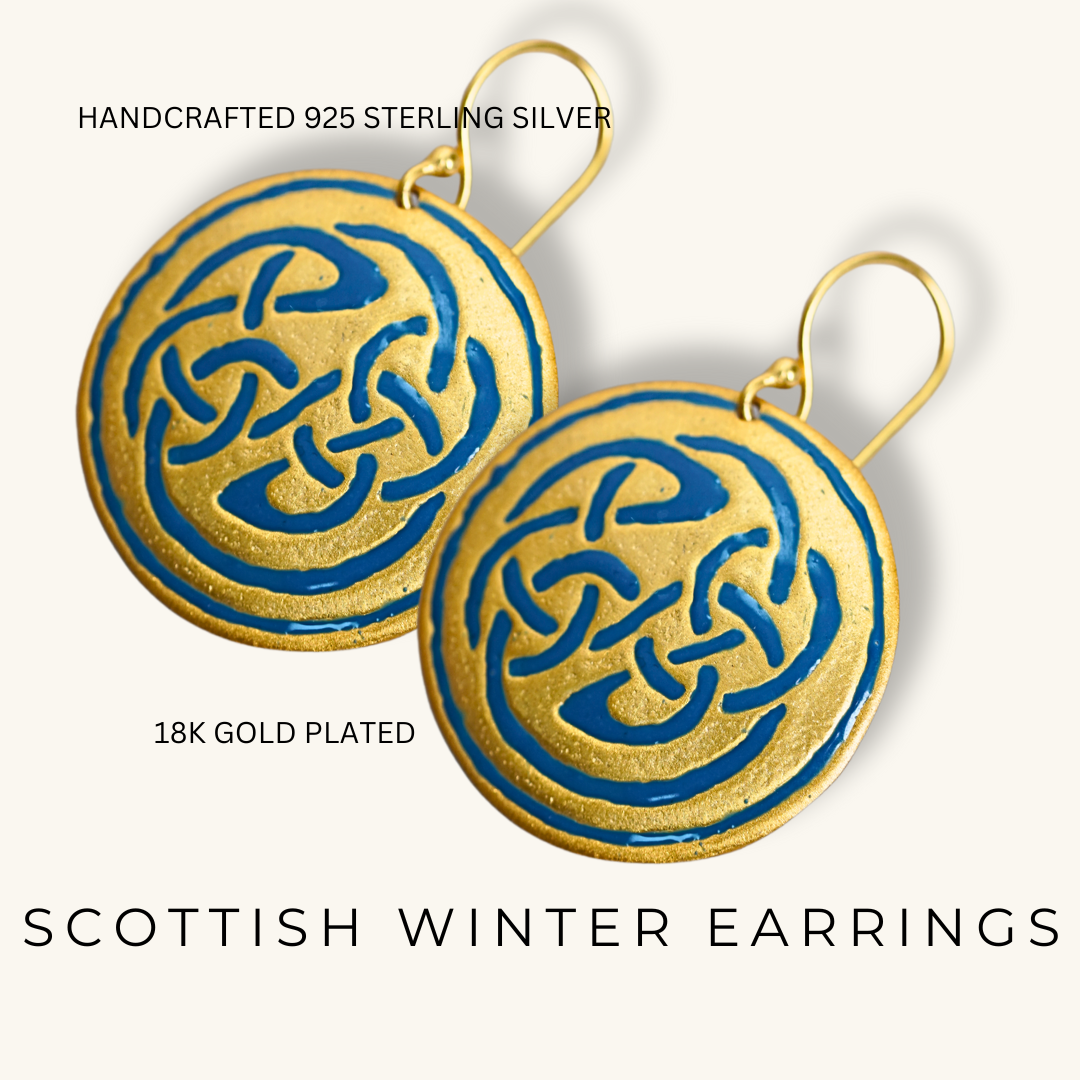 Scottish Winter| 18K Gold plated shield earrings