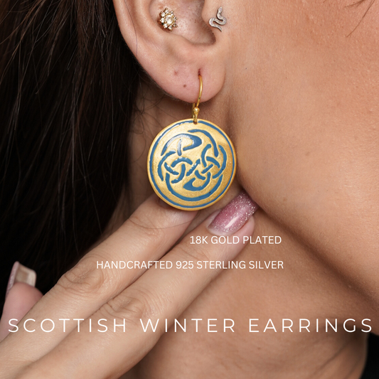 Scottish Winter| 18K Gold plated shield earrings