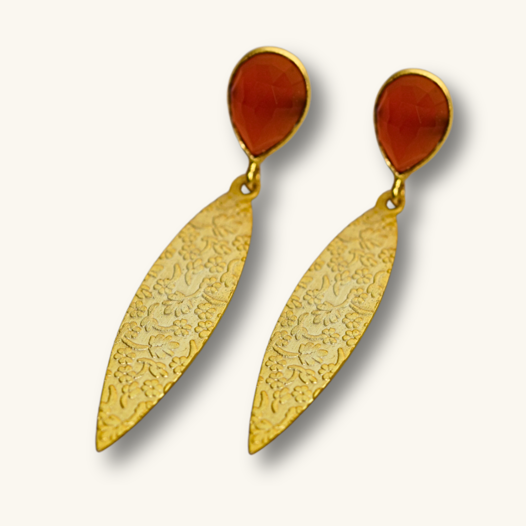 Sydney's Earrings  | 18K Gold plated with cherry stones