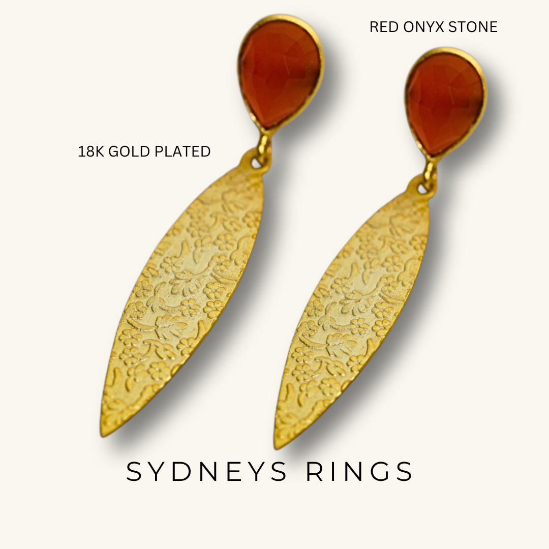 Sydney's Earrings  | 18K Gold plated with cherry stones