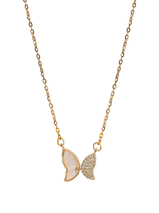 Half Stone Butterfly Gold Pendant_and_Chain