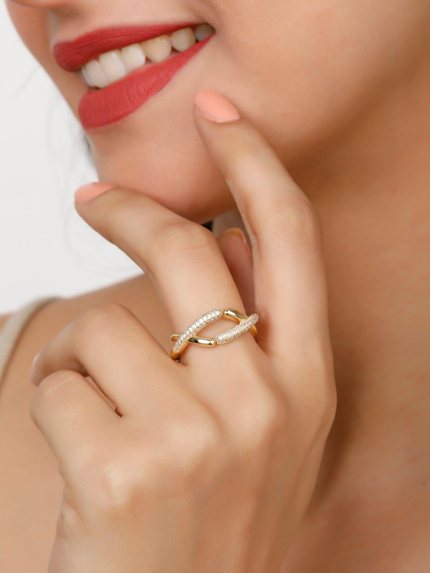Intertwined Gold Stone Ring