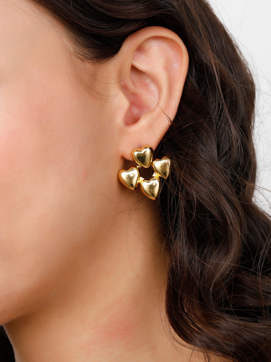 Three hearts Earrings | 18 K Gold Plated