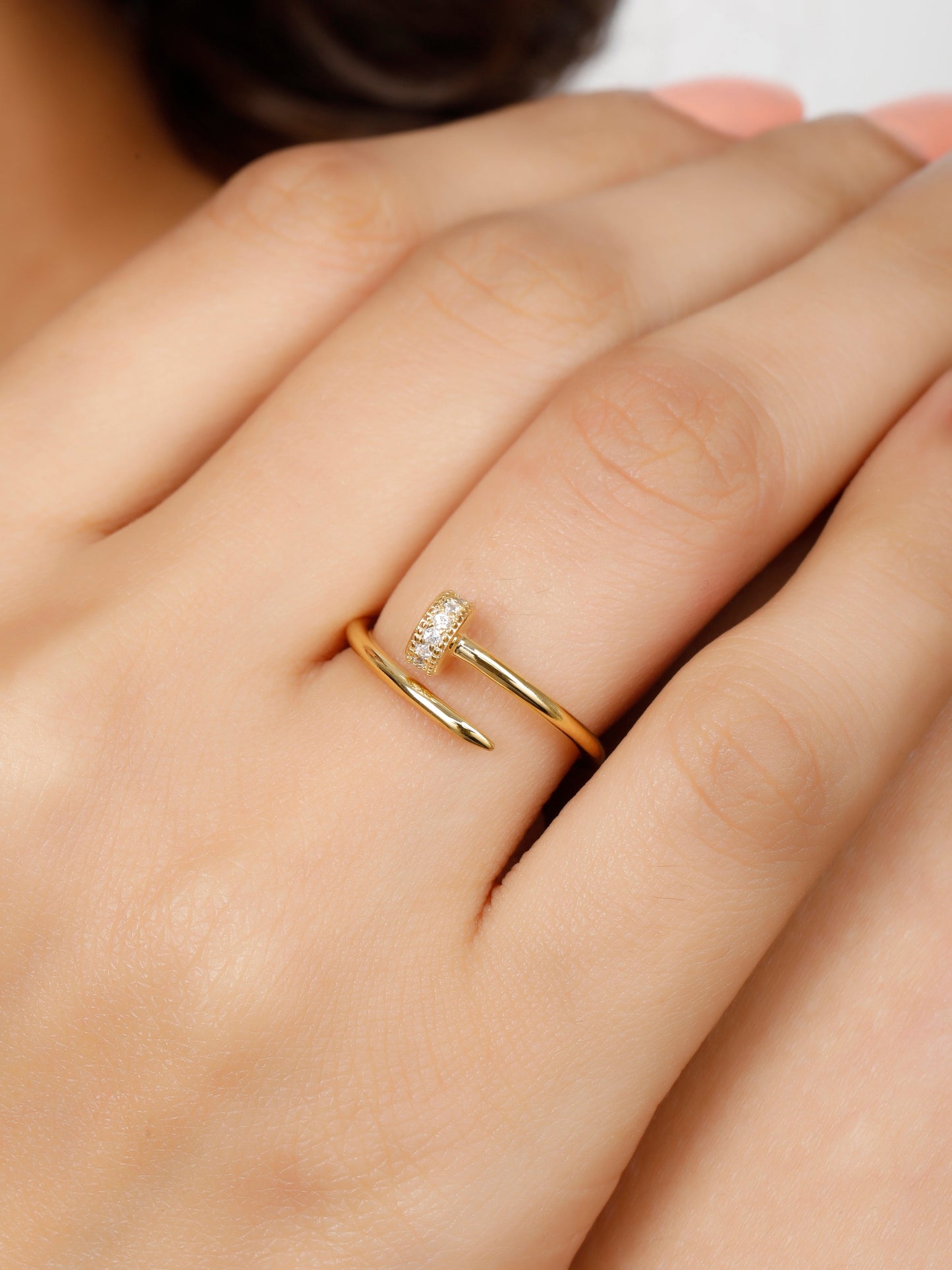 Nail Bender Stone Gold Ring