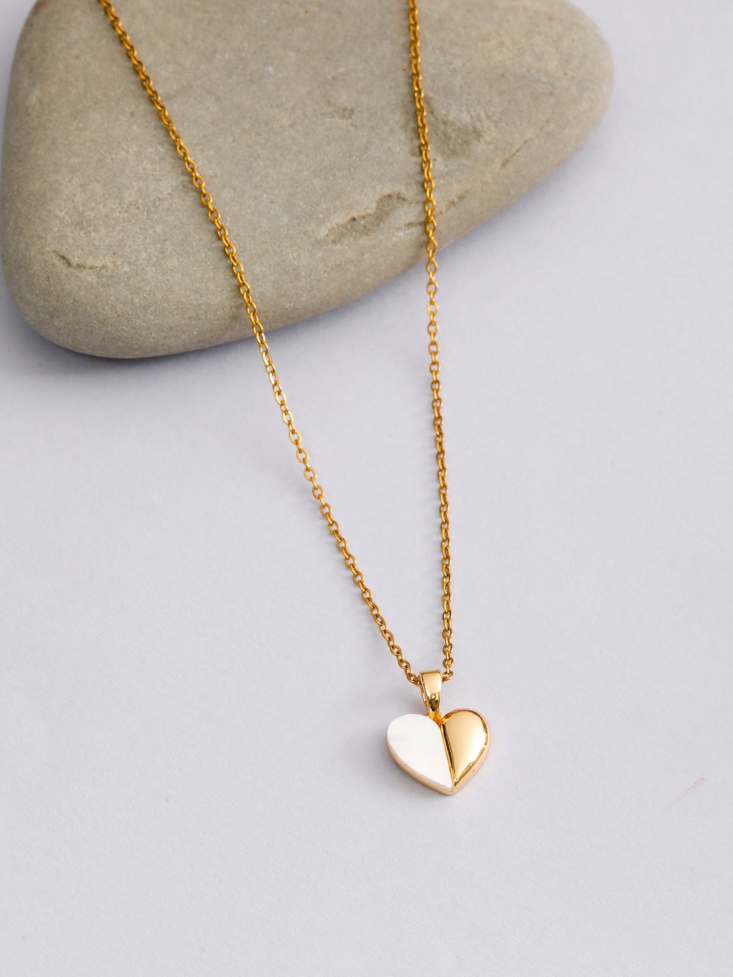 Solid Gold Half Heart Pendant And Chain