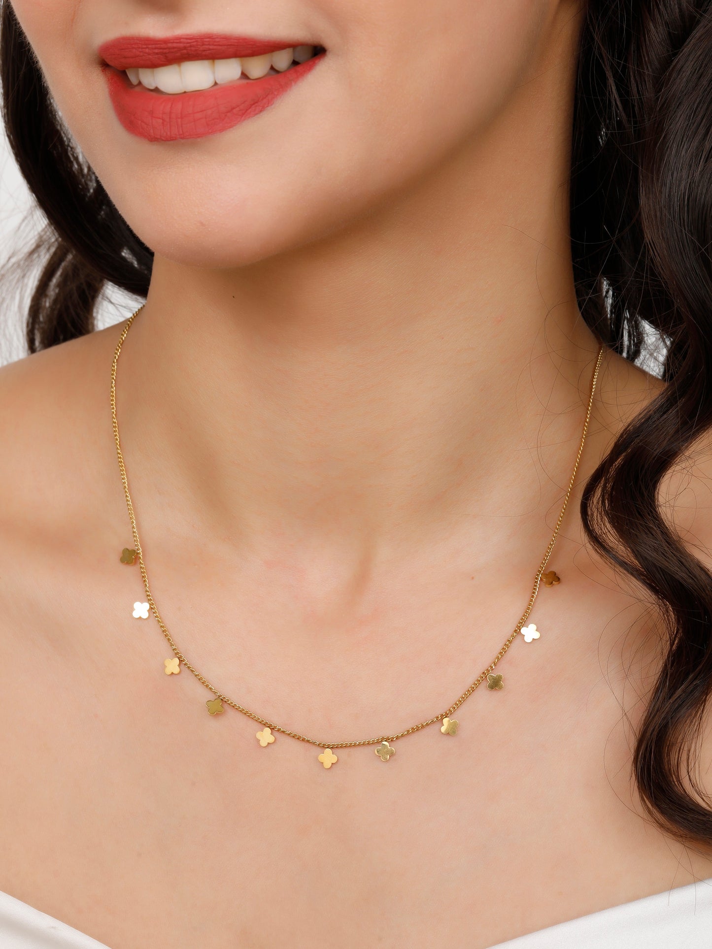 Solid Gold Van Cliff floral Charm Chain