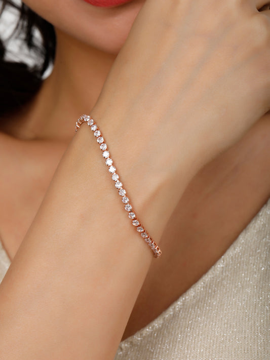 Stones Lined Gold Bracelet