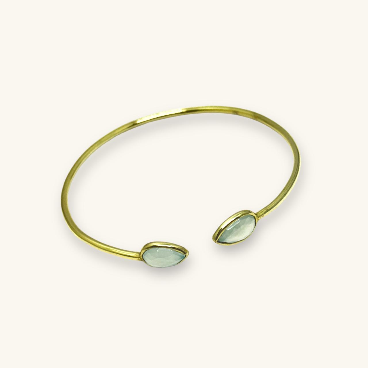 Sleek Bracelet | Green stone 18K Gold Plated Silver Base Bracelet